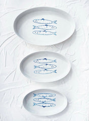 Hand-Painted Sardines Porcelain Nesting Plates - Atlas & Kiln