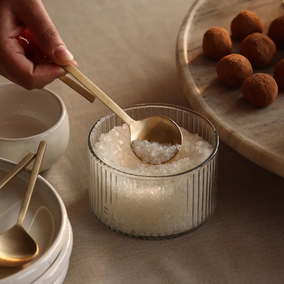 Loop Brass Condiment and Sugar Spoon