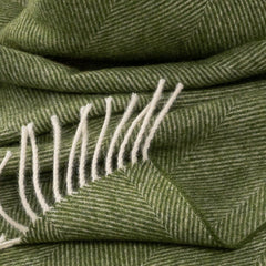 Evergreen Shetland Lambswool Herringbone Throw