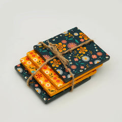 Sunburst Bloom Floral Coasters, Set of 4 - Atlas & Kiln
