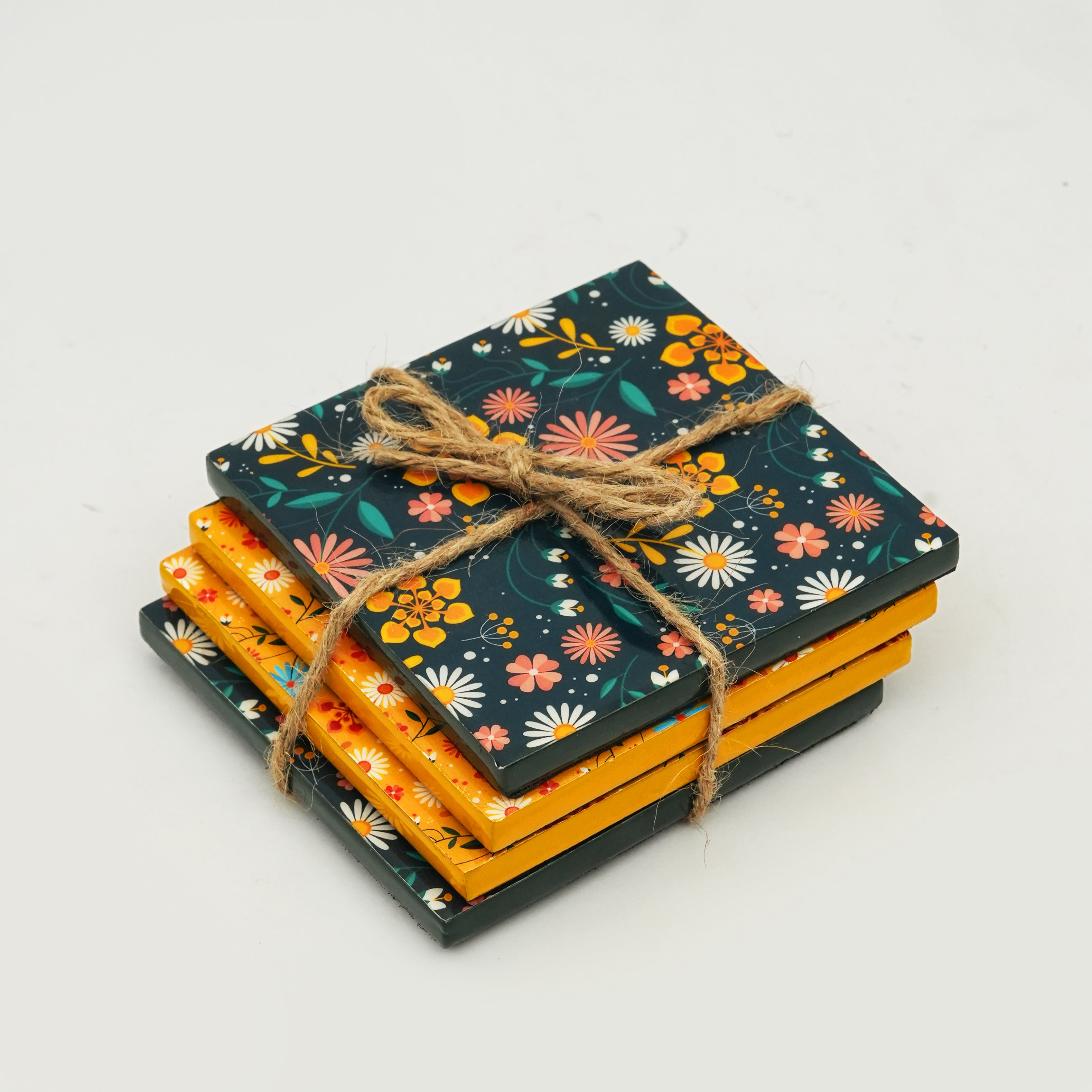 Sunburst Bloom Floral Coasters, Set of 4 - Atlas & Kiln