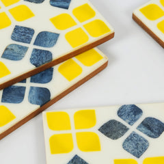 Marigold Mosaic Bone Inlay Coasters – Set of 4 - Atlas & Kiln