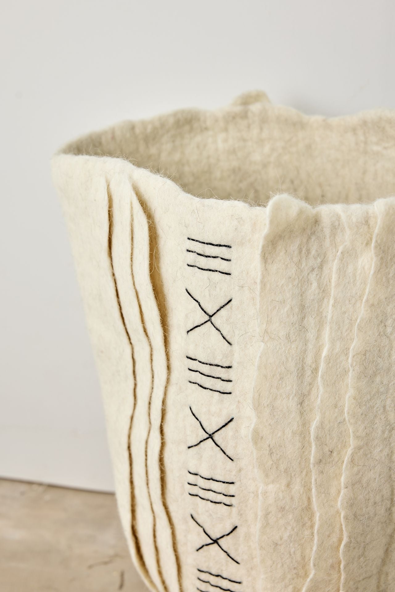 Zulu Hand-Felted Ivory Wool Floor Vase - Atlas & Kiln