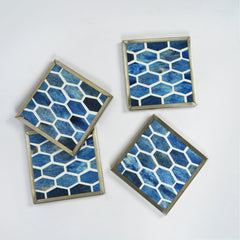 Gramercy Blue Bone Inlay Coasters – Set of 4 - Atlas & Kiln