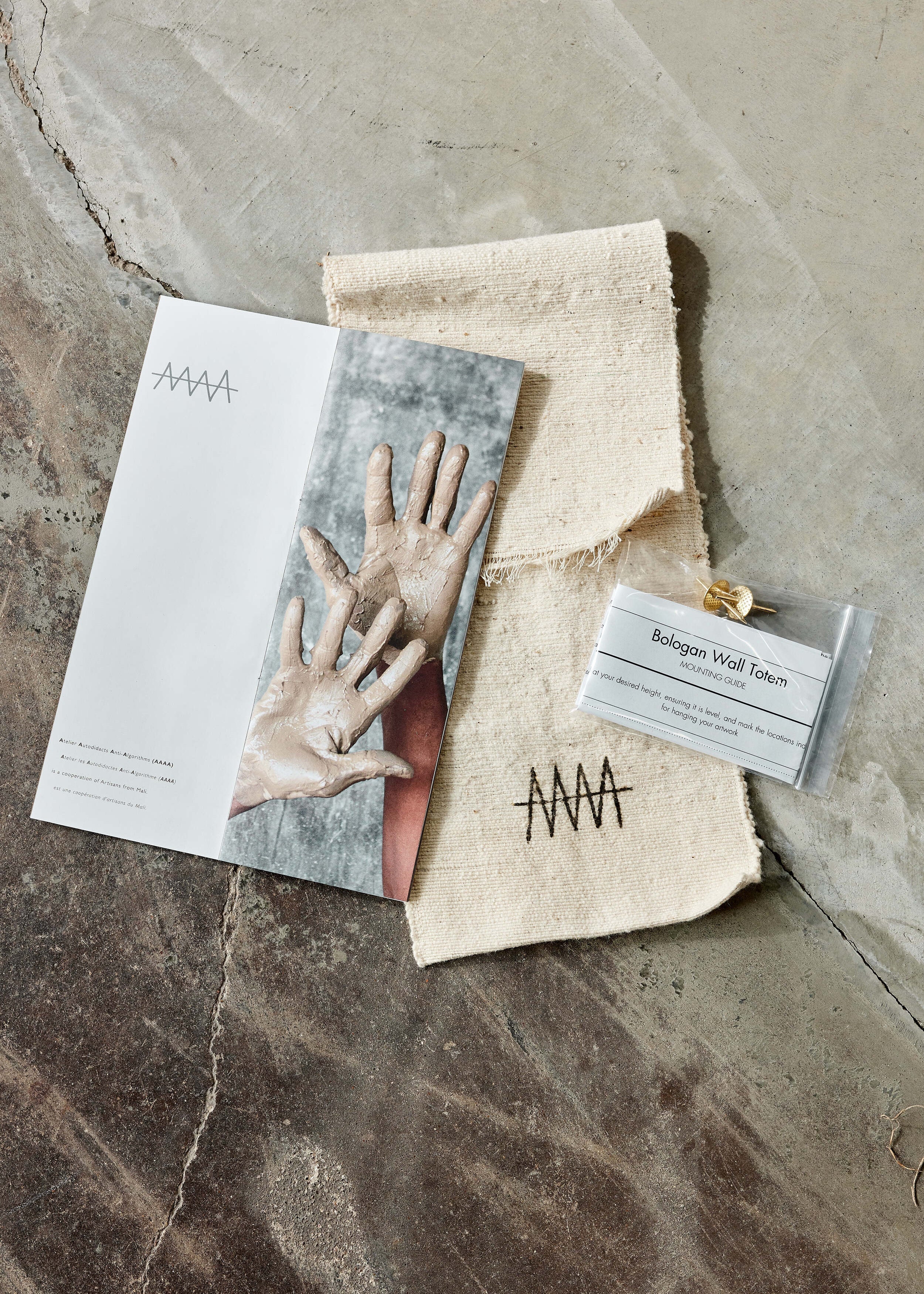 Longevity Bogolan Wall Totem in Grey with Black Triangles - Atlas & Kiln