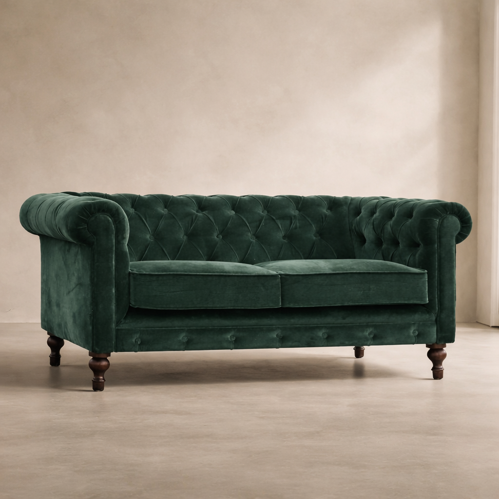 Emerald Green Velvet Chesterfield