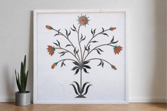 Marble Gemstone Inlay Campanula Wall Panel