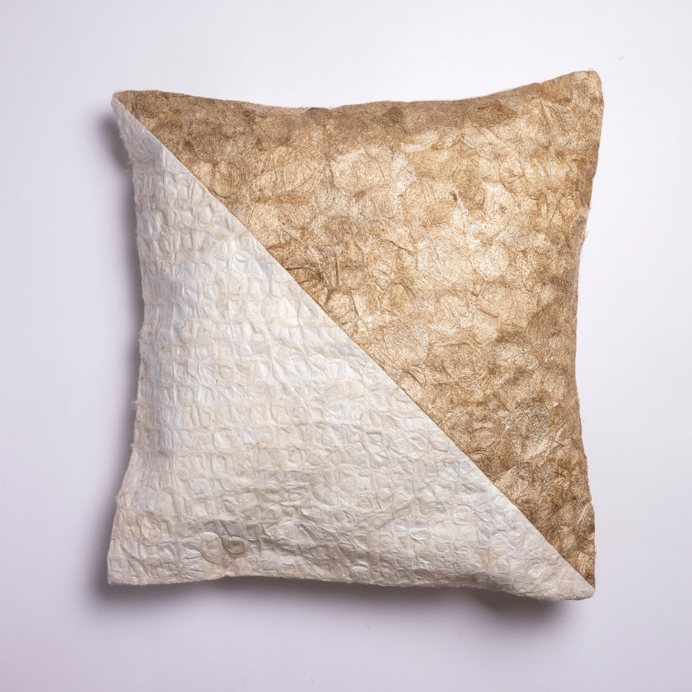 Natural Madagascar Silk Throw Pillow - Diagonal Pattern - 18"x18"