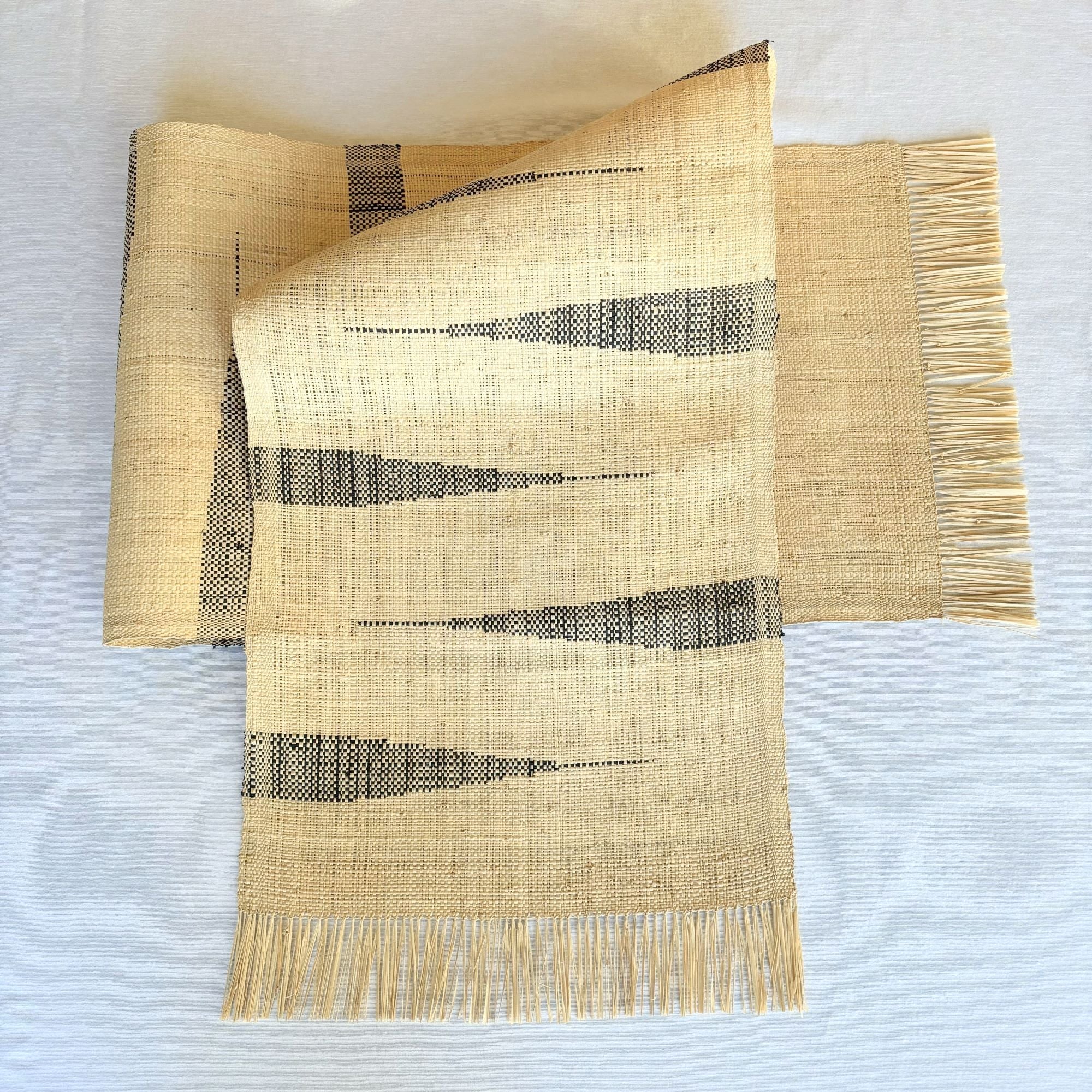 Handwoven Chevron Raffia Table Runner - Atlas & Kiln