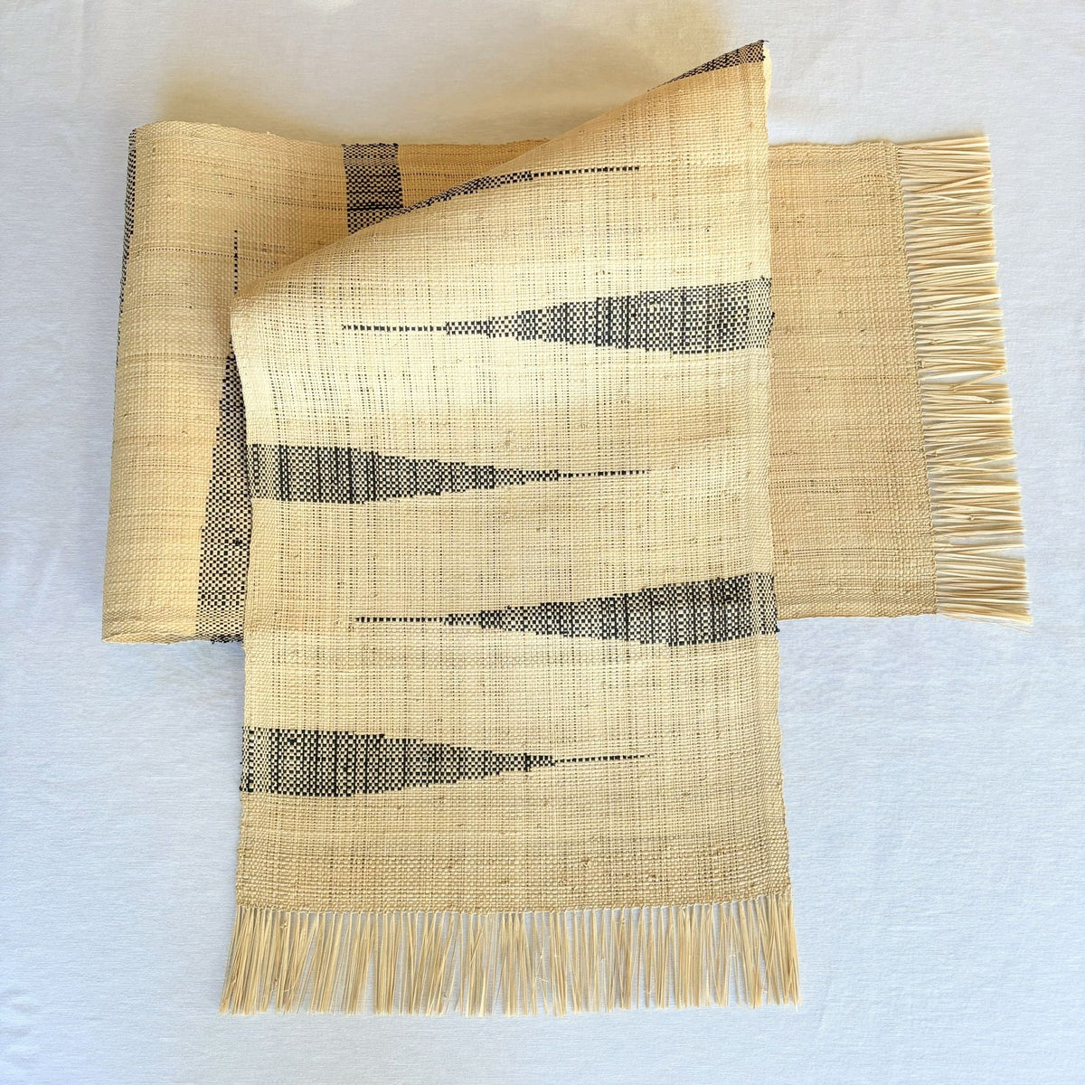 Handwoven Chevron Raffia Table Runner - Atlas & Kiln