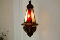 Marrakech Red & White Engraved Glass Lantern - Atlas & Kiln