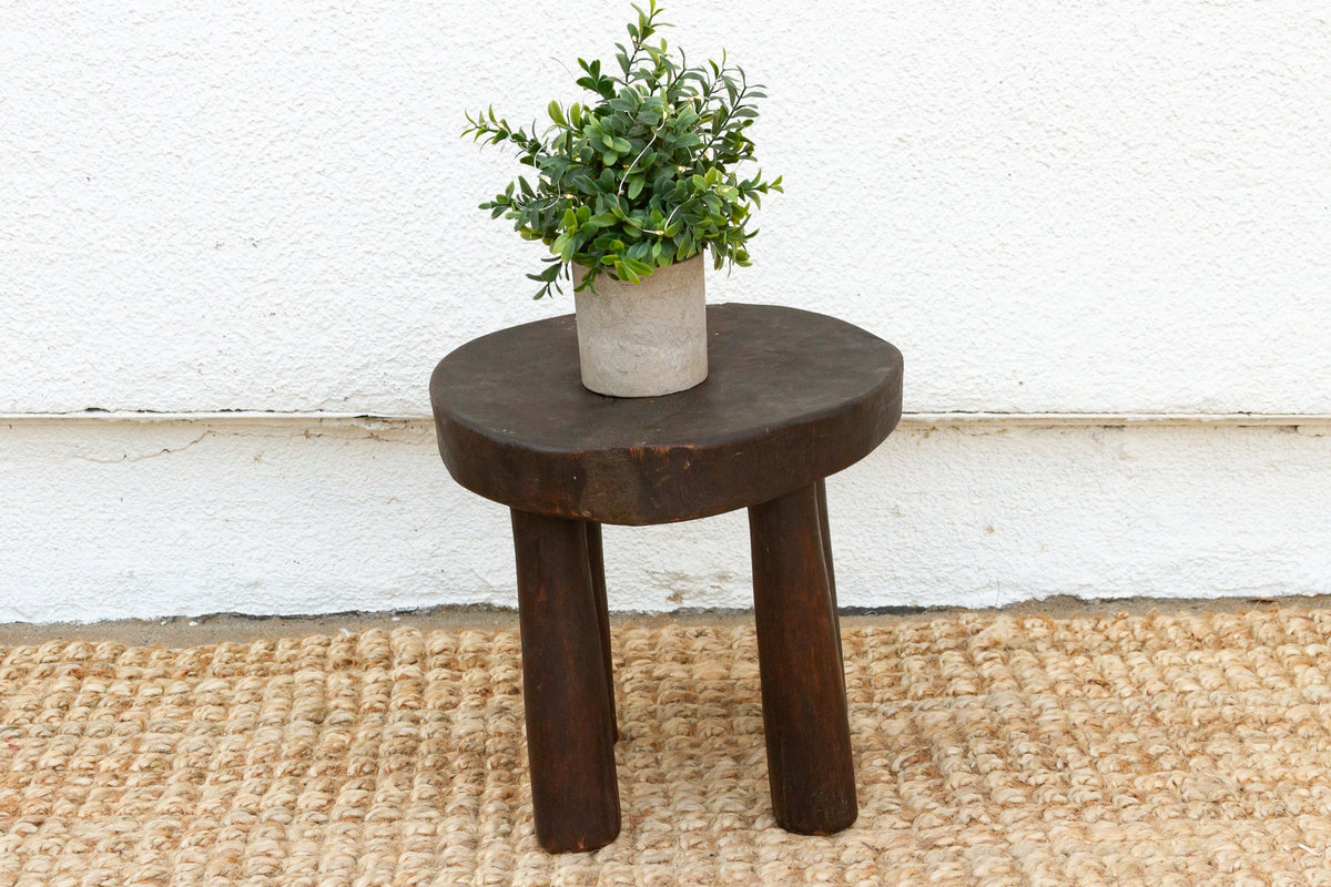 Earthy Hand-Hewn Wood Stool