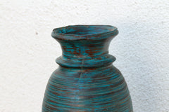 14" Tall Aegean Blue Turned Wood Vase
