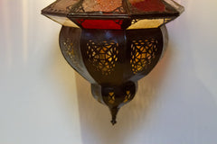 Marrakech Red & White Engraved Glass Lantern - Atlas & Kiln