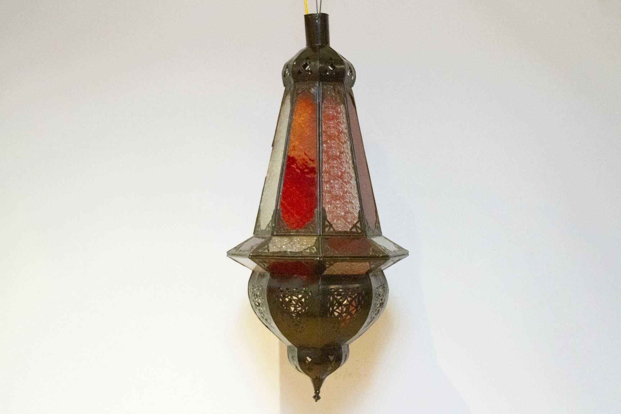 Marrakech Red & White Engraved Glass Lantern - Atlas & Kiln