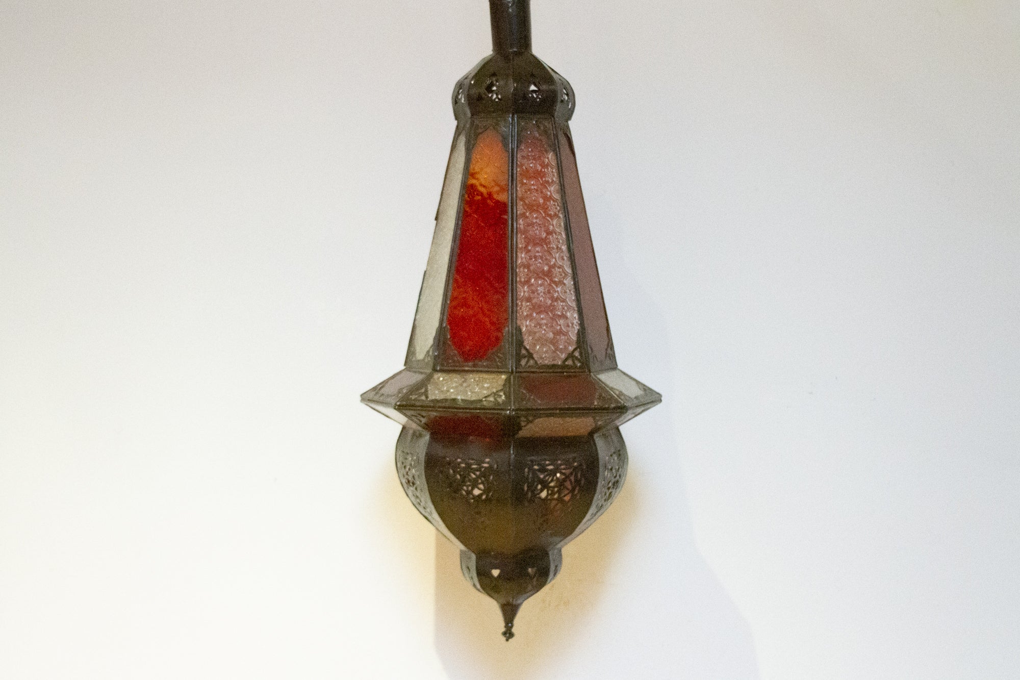 Marrakech Red & White Engraved Glass Lantern - Atlas & Kiln