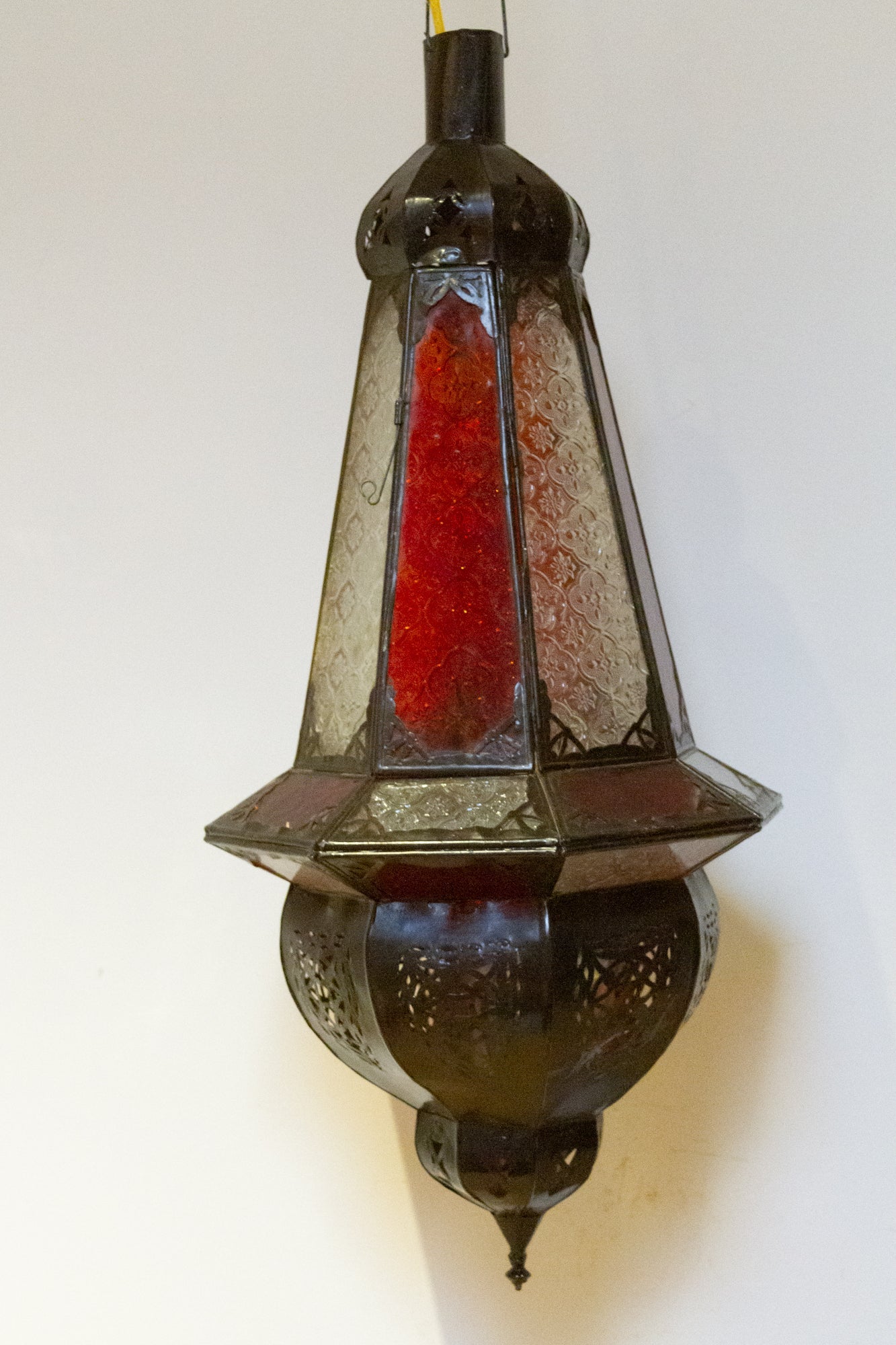 Marrakech Red & White Engraved Glass Lantern - Atlas & Kiln