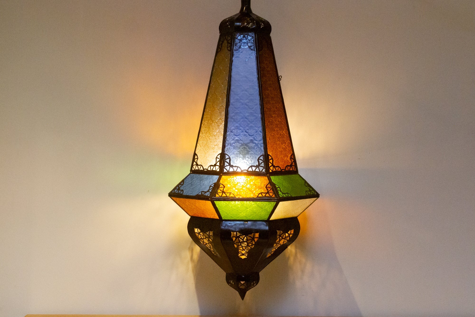 33-Inch Marrakech Multicolor Glass Lantern - Atlas & Kiln