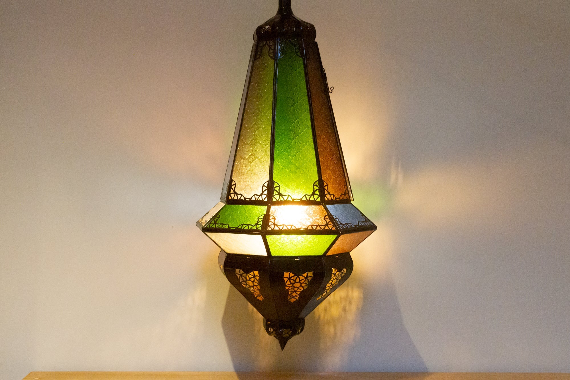 Marrakech Green Etched Glass Lantern - Atlas & Kiln