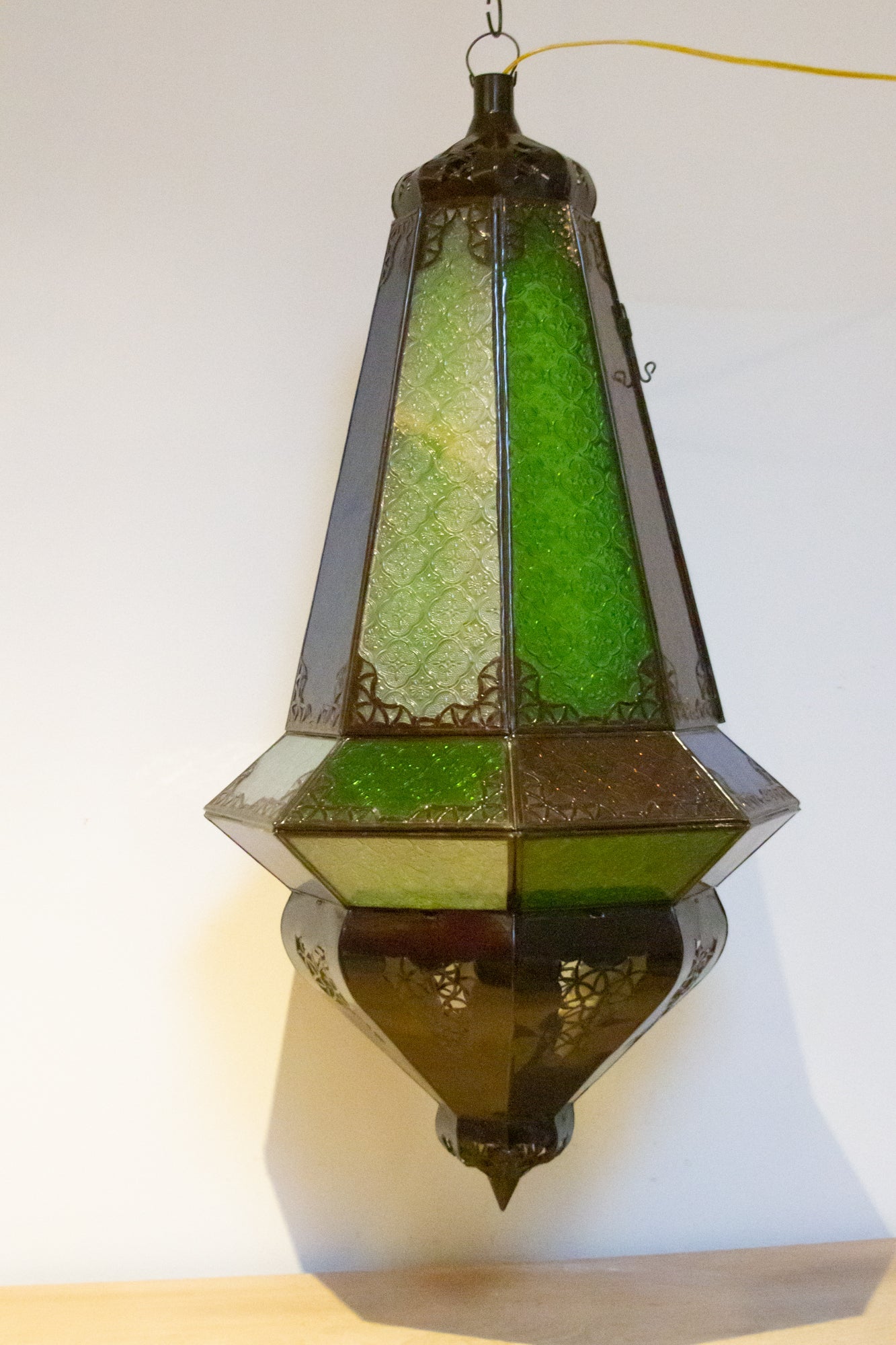 Marrakech Green Etched Glass Lantern - Atlas & Kiln