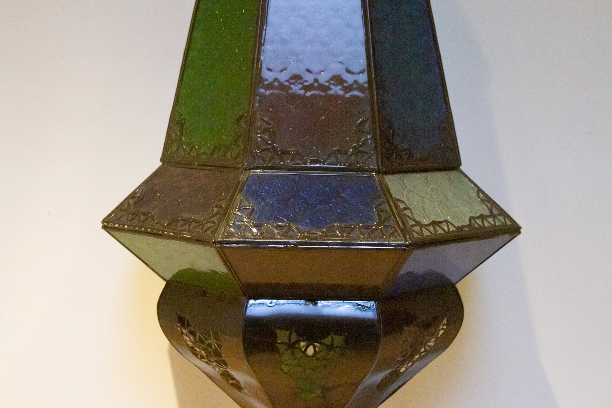 Marrakech Green Etched Glass Lantern - Atlas & Kiln
