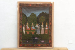 Enchanting Framed Lord Krishna and Gopis Indian Painting