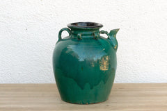 Antique Emerald Green Pottery Jar