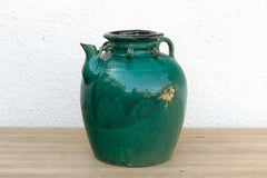 Antique Emerald Green Pottery Jar