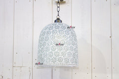 Floral White Mosaic Glass Bell Pendant - Atlas & Kiln