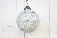 Large White Mosaic Glass Sphere Pendant Light - Atlas & Kiln