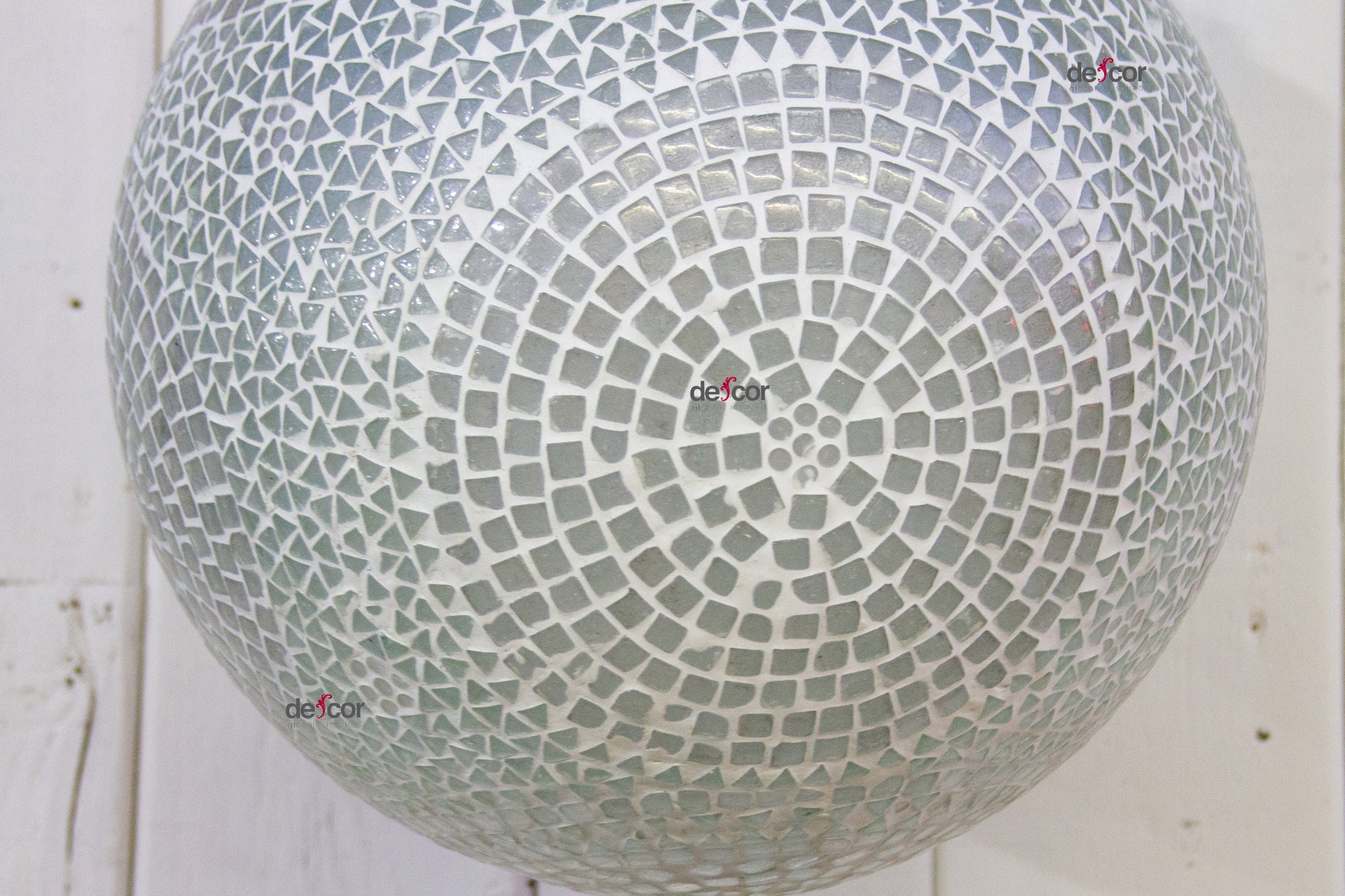 Large White Mosaic Glass Sphere Pendant Light - Atlas & Kiln