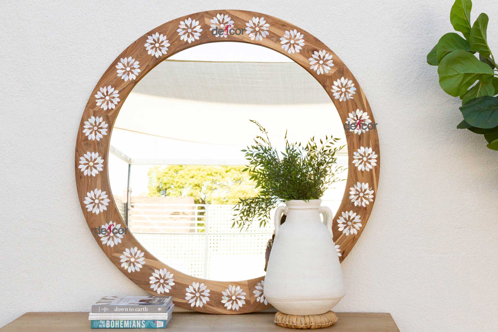 Round Mother of Pearl Inlay Mirror - Atlas & Kiln
