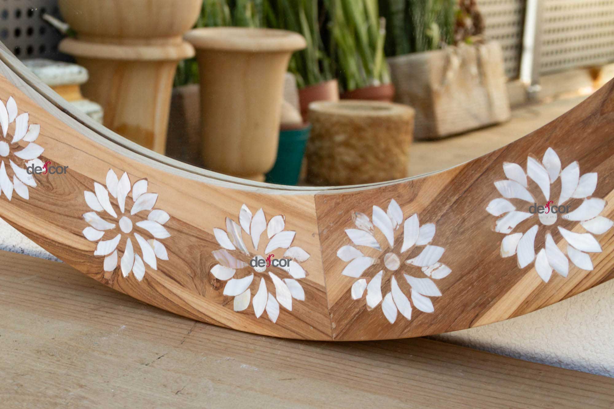 Round Mother of Pearl Inlay Mirror - Atlas & Kiln