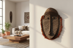 Large Antique Woven Rattan Yam Mask
