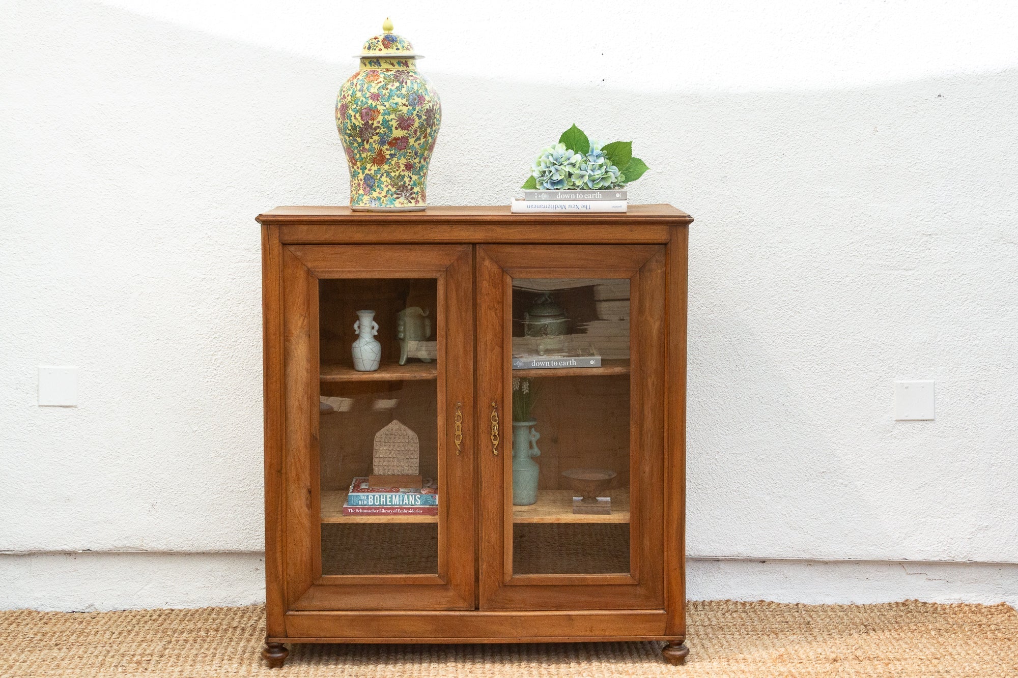 Antique French Walnut Louis Philippe Vitrine Cabinet - Atlas & Kiln
