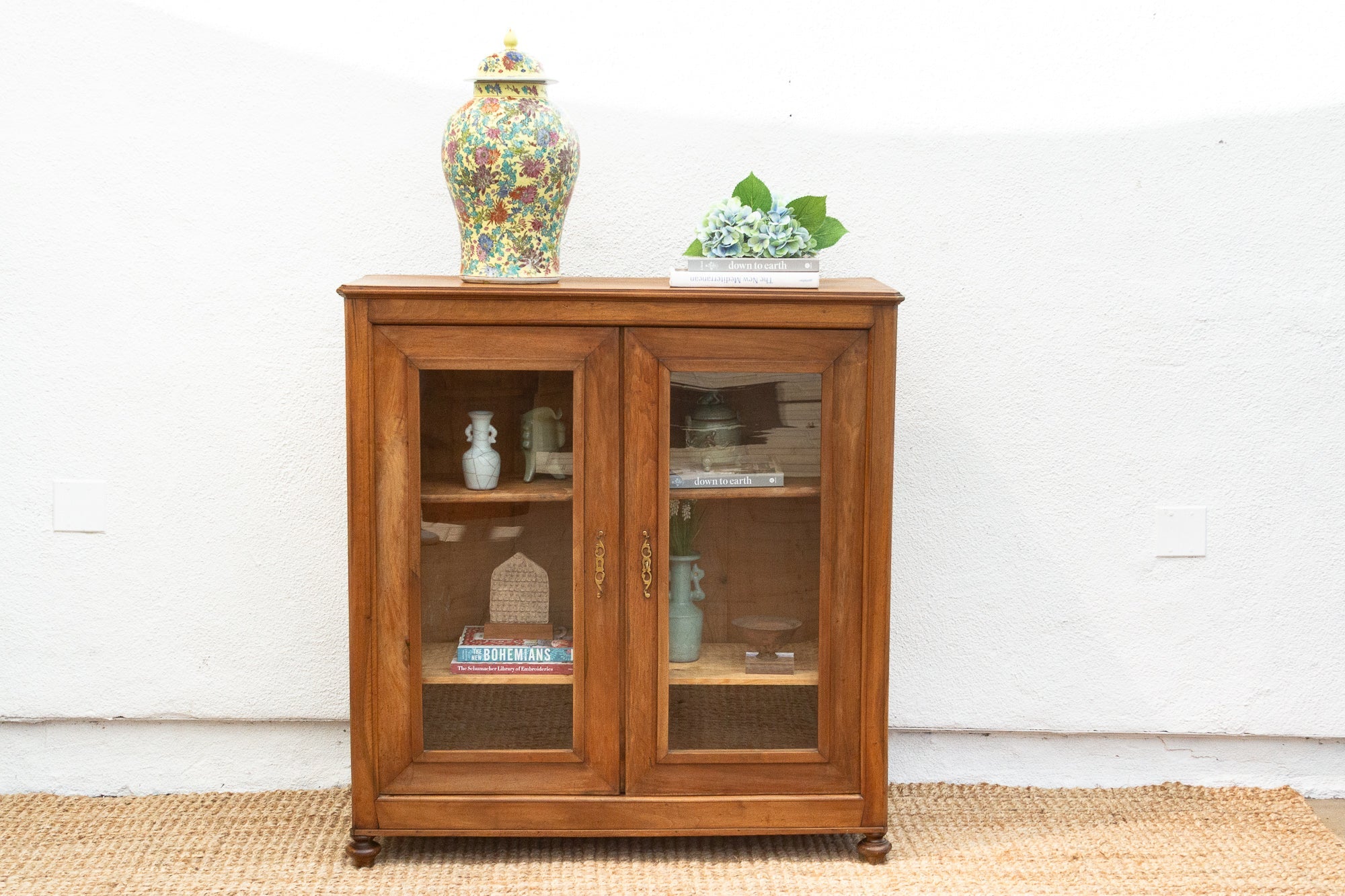 Antique French Walnut Louis Philippe Vitrine Cabinet - Atlas & Kiln