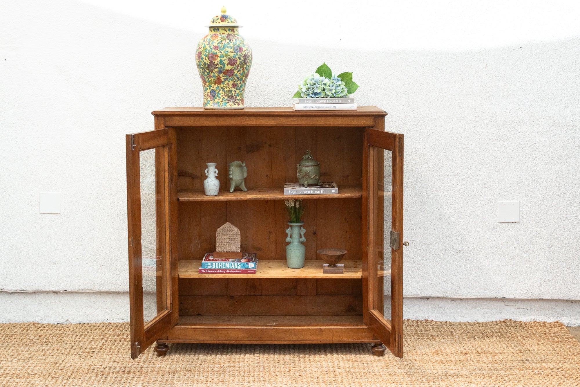 Antique French Walnut Louis Philippe Vitrine Cabinet - Atlas & Kiln