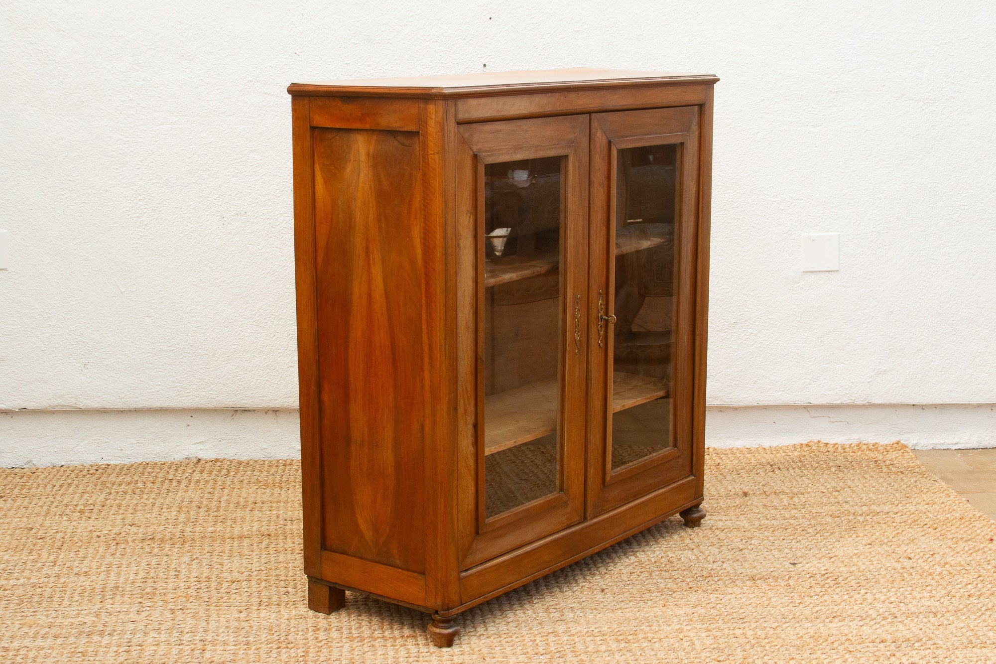 Antique French Walnut Louis Philippe Vitrine Cabinet - Atlas & Kiln
