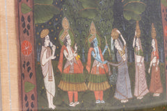 Enchanting Framed Lord Krishna and Gopis Indian Painting