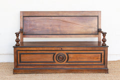 Mid 1800's Italian Walnut Heirloom Storage Bench