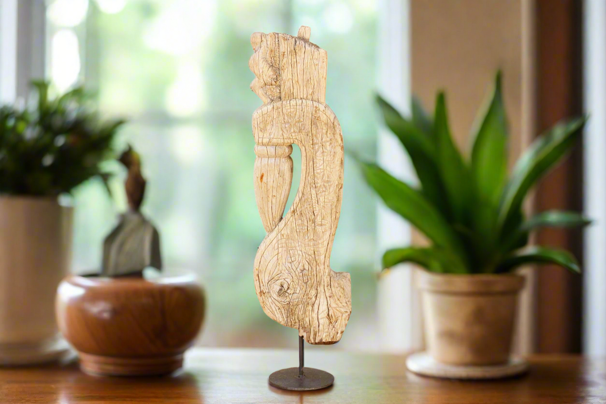 Rustic Fossilzed Wood Peacock Figure
