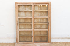 Antique Bleached Whitewash Slim Glass Cabinet