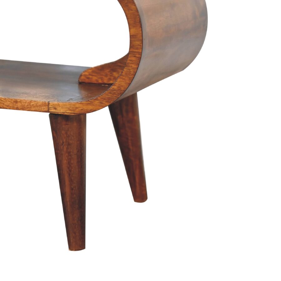 Wooden chair with a curved backrest on a white background
