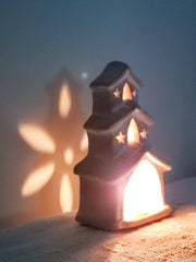 Handcrafted Terracotta House Tea Light Holder