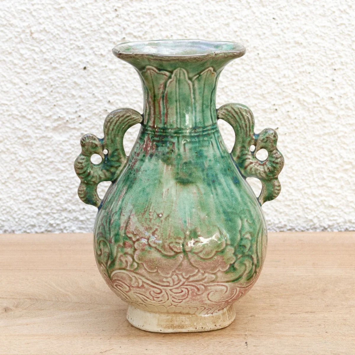 Antique Chinese Dragon Handle Ceremonial Vase