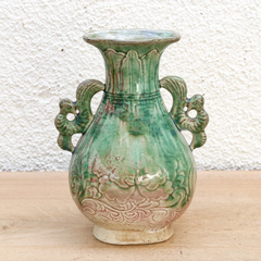 Antique Chinese Dragon Handle Ceremonial Vase