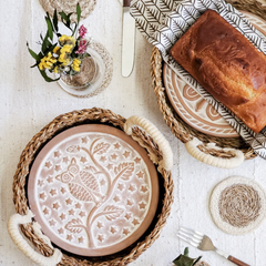Owl Terracotta Bread Warmer & Round Basket - Atlas & Kiln