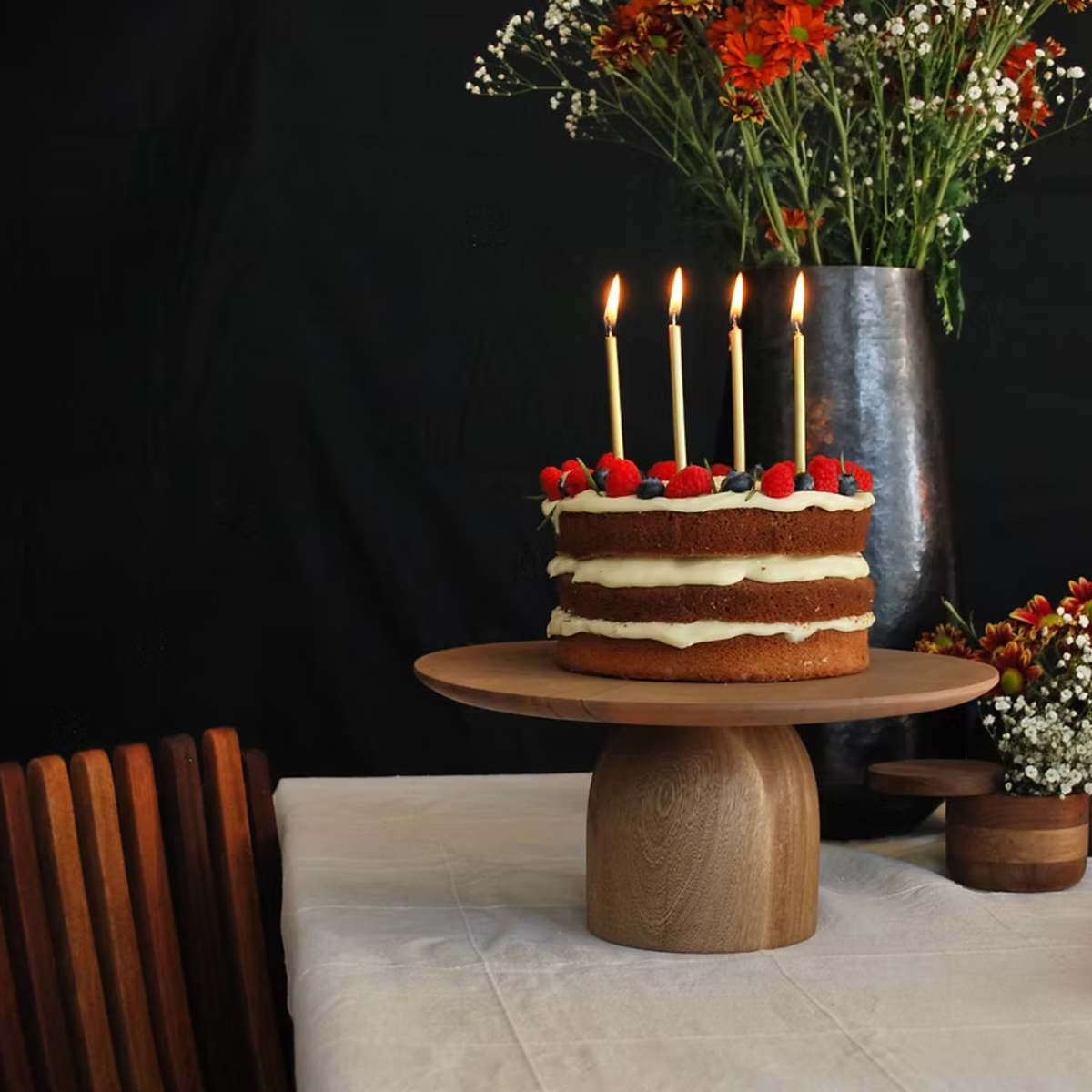 Hand-Carved Mexican Rosa Morada Cake Stand