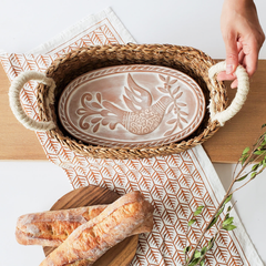 Bird & Leaf Terracotta Bread Warmer Basket