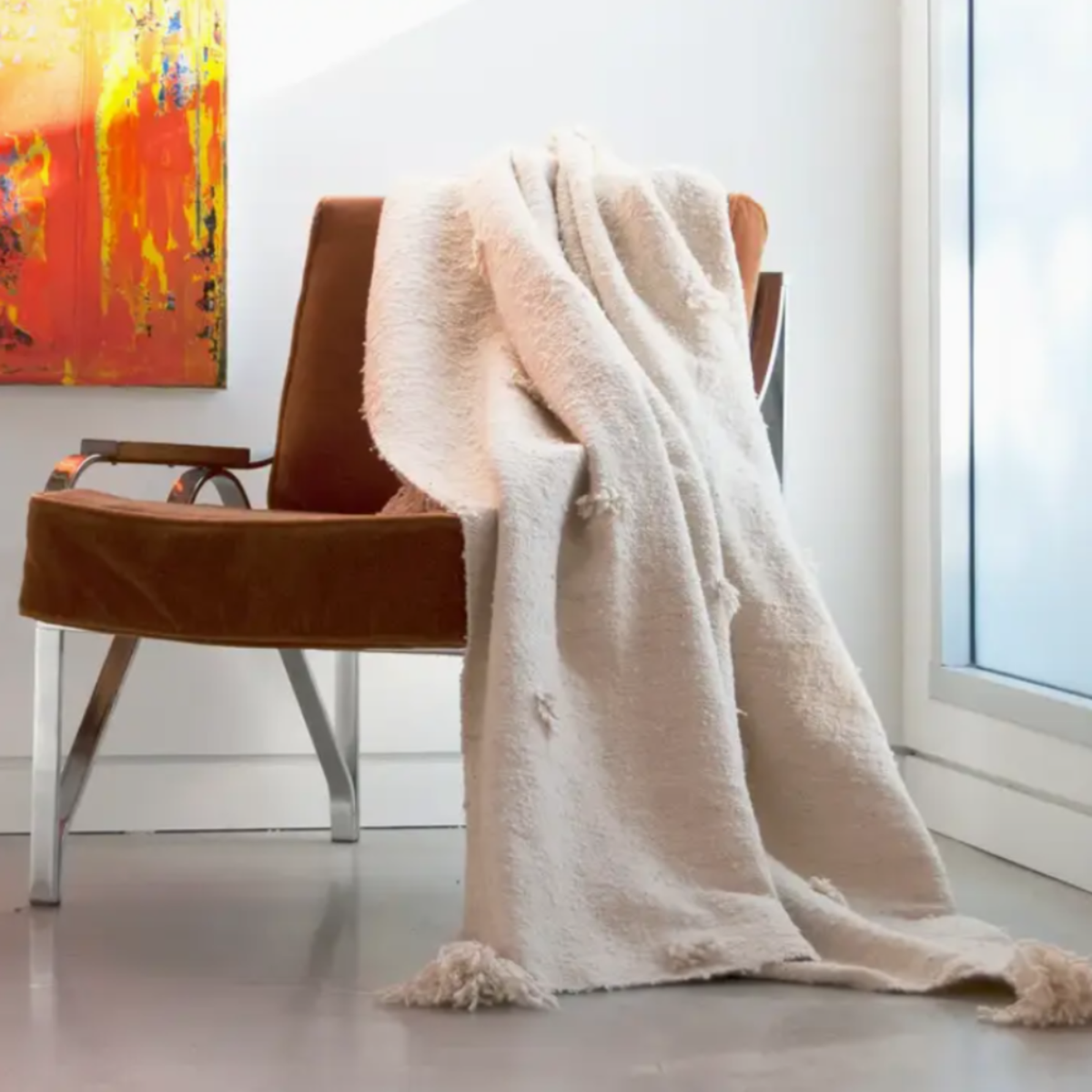 Momo Hand-Loomed Wool Fringe Blanket